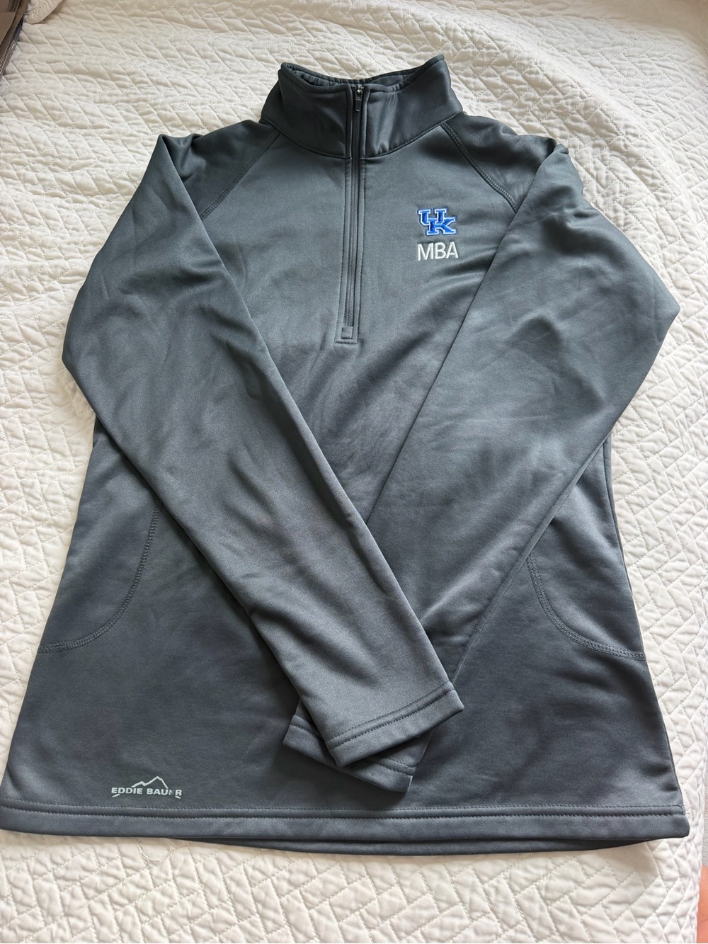 Eddie Bauer University of Kentucky UK MBA Gray Quarter Zip Pullover Medium
